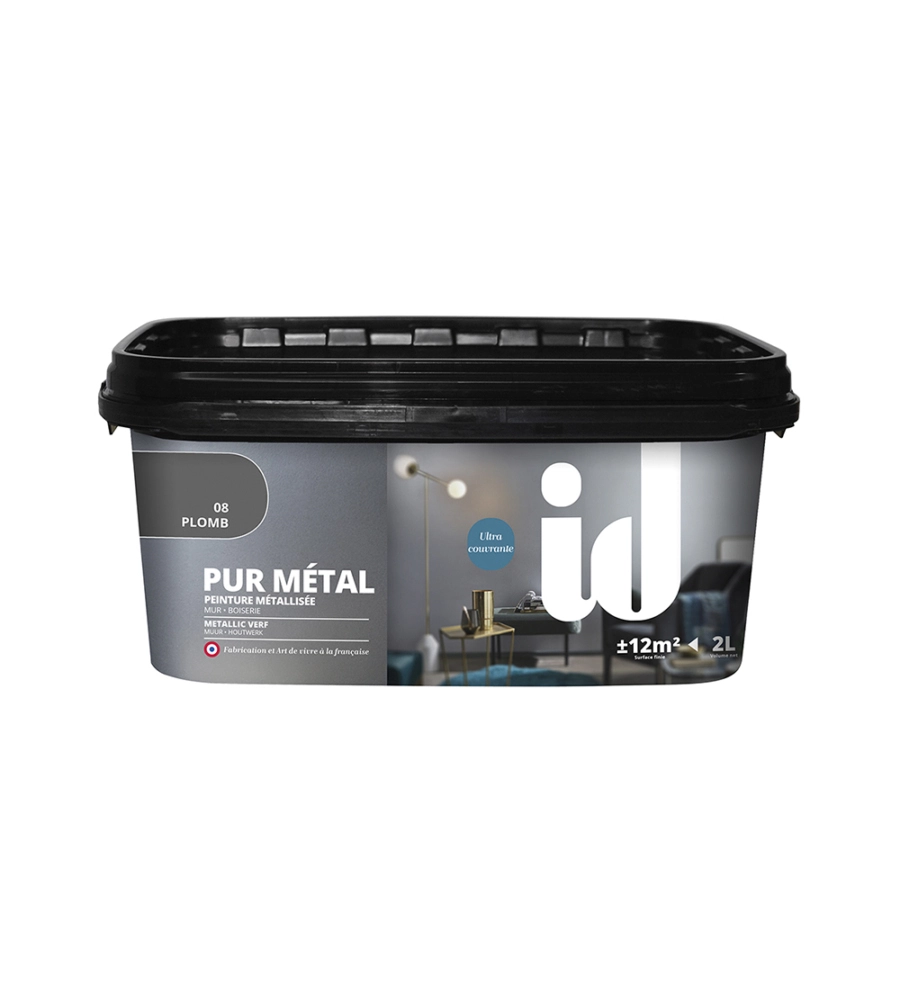 VERNICE METALLICA LAVABILE  "PURE PLOMB" COLORE PIOMBO- 2 LT